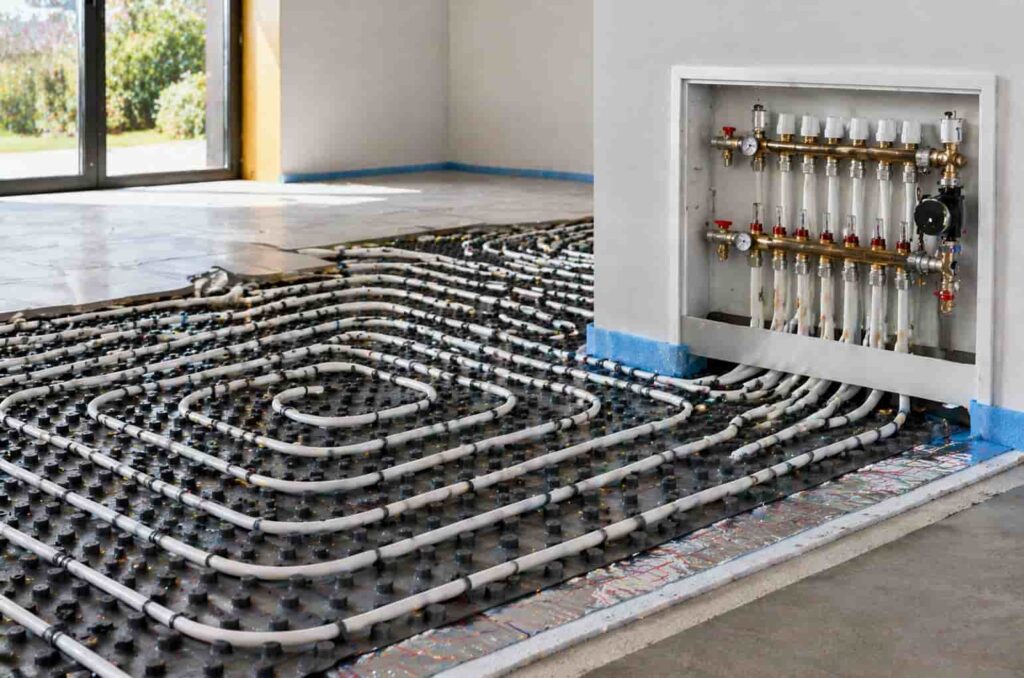 Radiador de calefacción instalado en vivienda para sistema de climatización y confort térmico